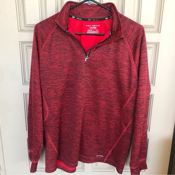 Tek Gear Dri Tek Athletic Shirt SzS 1/2 Zip Red Long Sleeves - Picture 1 of 7